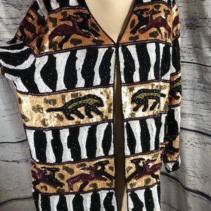 Carina by Barry Lee Animal Print Beaded Jacket Top